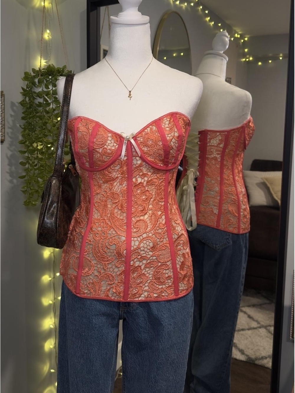 Pink Lace Corset Top